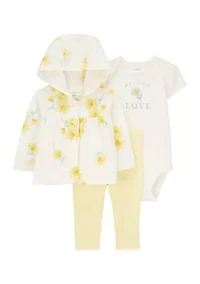 Baby Girls 3 Piece Floral Cardigan Set