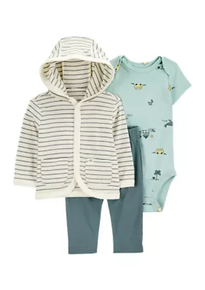 Baby Boys Three Piece Cardigan Set