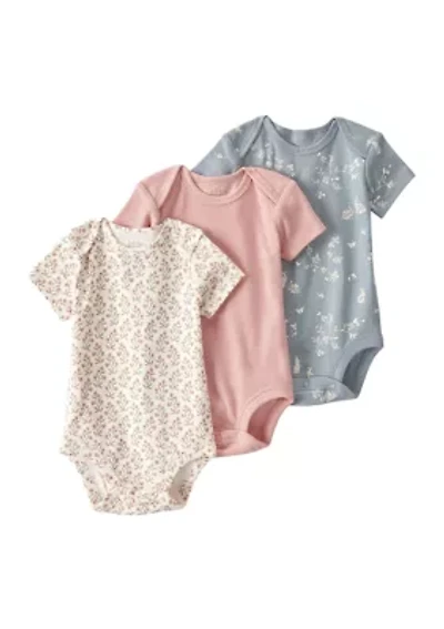 Baby Girls Printed Bodysuit Set - 3 Pack