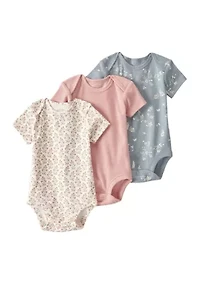 Baby Girls Printed Bodysuit Set - 3 Pack