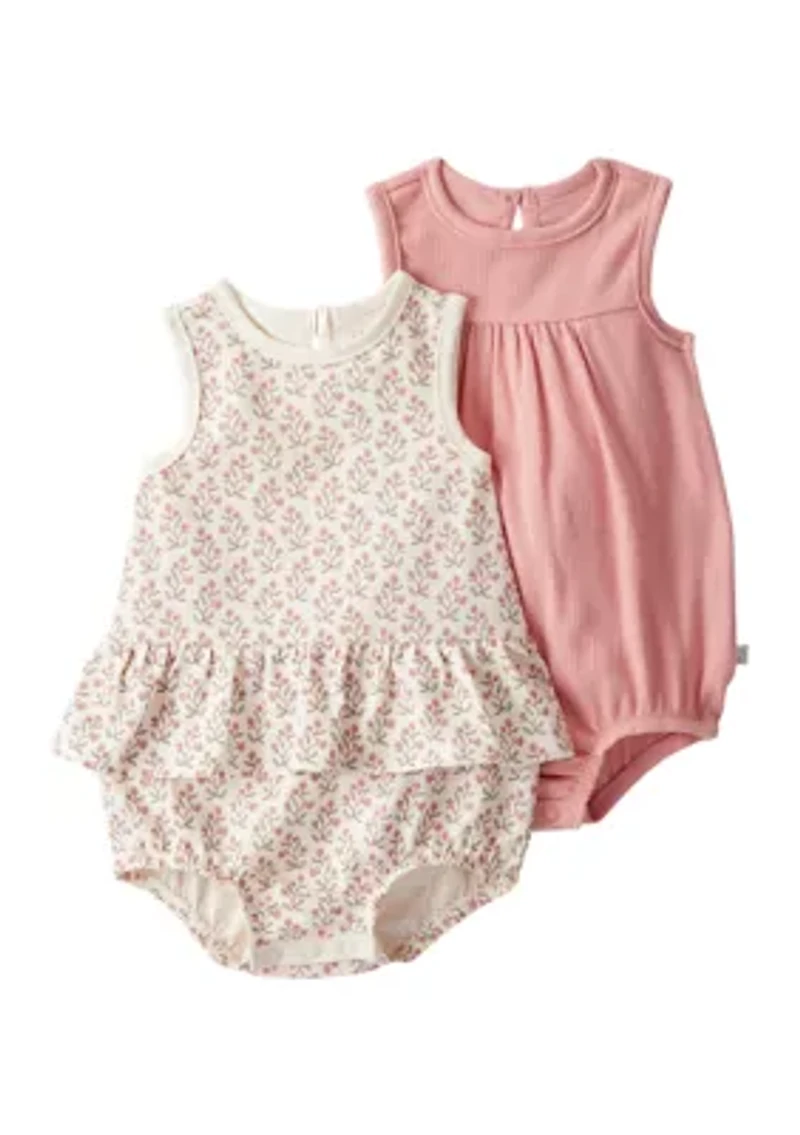 Baby Girls Printed Sunsuit Set - 2 Pack