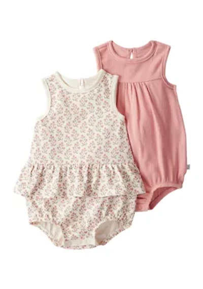 Baby Girls Printed Sunsuit Set - 2 Pack