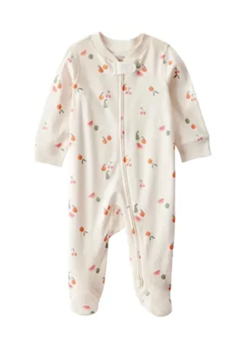 Baby Girls Fruit Printed Footie Pajamas