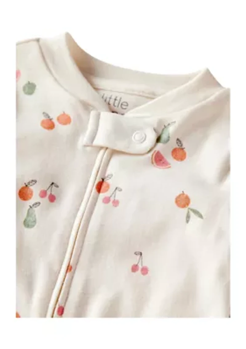 Baby Girls Fruit Printed Footie Pajamas