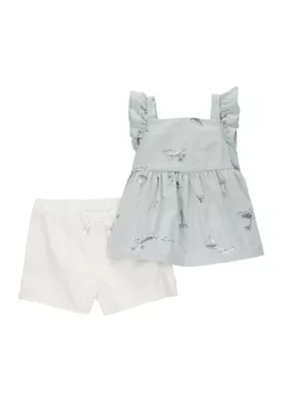 Baby Girls Printed Tank Top and Shorts Set