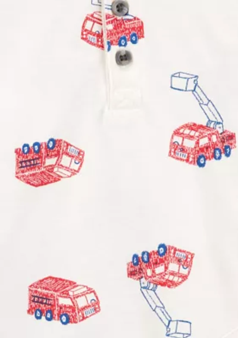Baby Boys Firetruck Printed Bodysuit and Pants Set