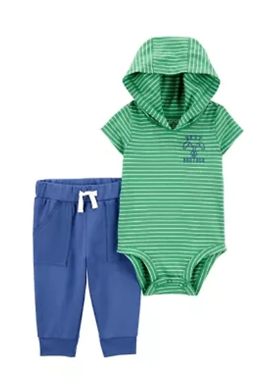 Baby Boys Hooded Bodysuit and Pants Set