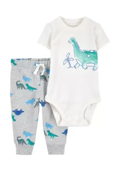 Baby Boys 2 Piece Dinosaur Bodysuit and Jogger Pant Set