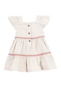 Baby Girls Flutter Sleeve Ruffle Dress
