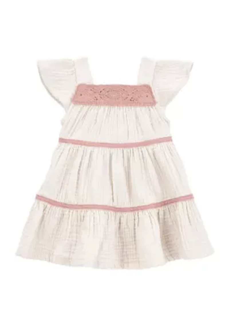 Baby Girls Flutter Sleeve Ruffle Dress
