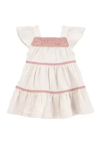 Baby Girls Flutter Sleeve Ruffle Dress