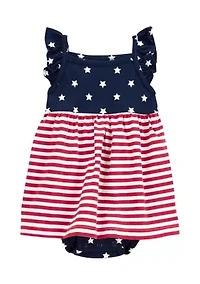 Baby Girls Flag Printed Sunsuit