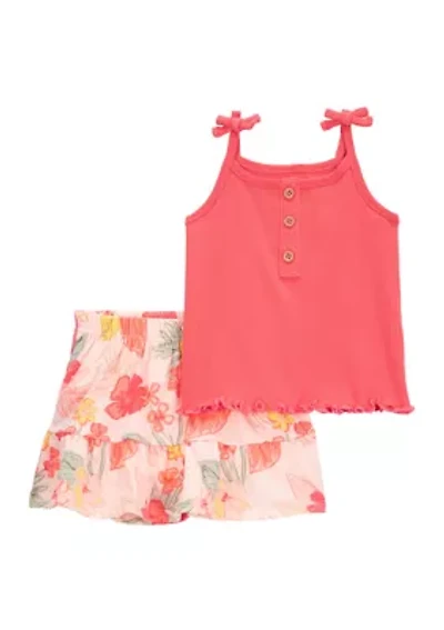 Baby Girls Tank Top and Printed Skort Set