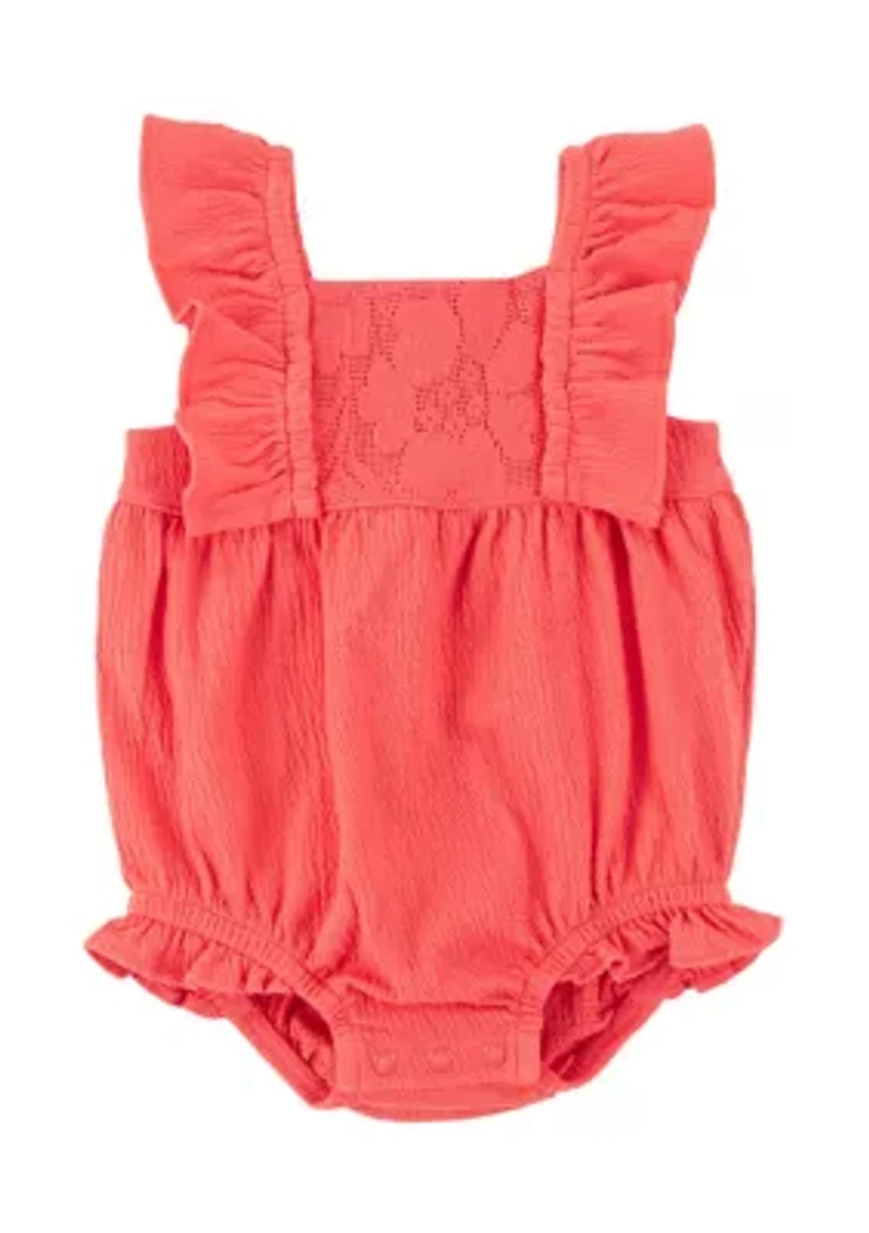 Baby Girls Flutter Sleeve One Piece Romper
