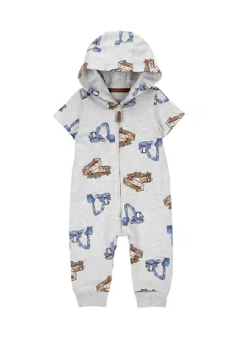 Baby Boys Short Sleeve Hooded Jumpsuit