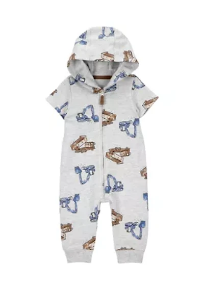 Baby Boys Short Sleeve Hooded Jumpsuit