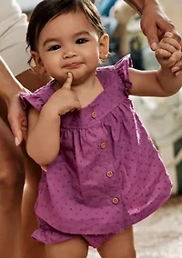 Baby Girls Three Piece Bodysuit and Diaper Cover Set
