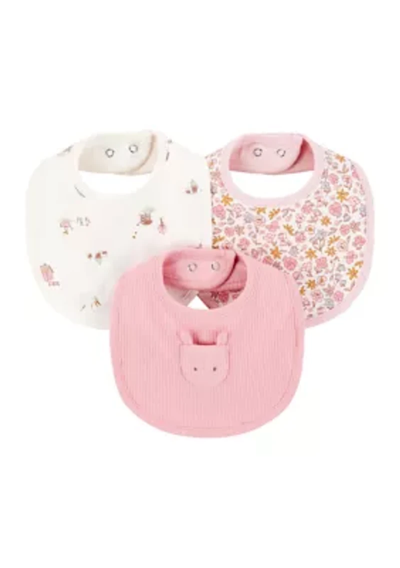 Baby Girls Bibs - 3 Pack