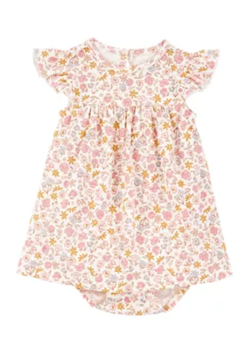 Baby Girls Printed Dress and Cardigan Set