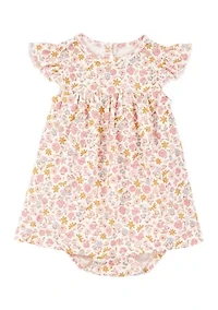 Baby Girls Printed Dress and Cardigan Set