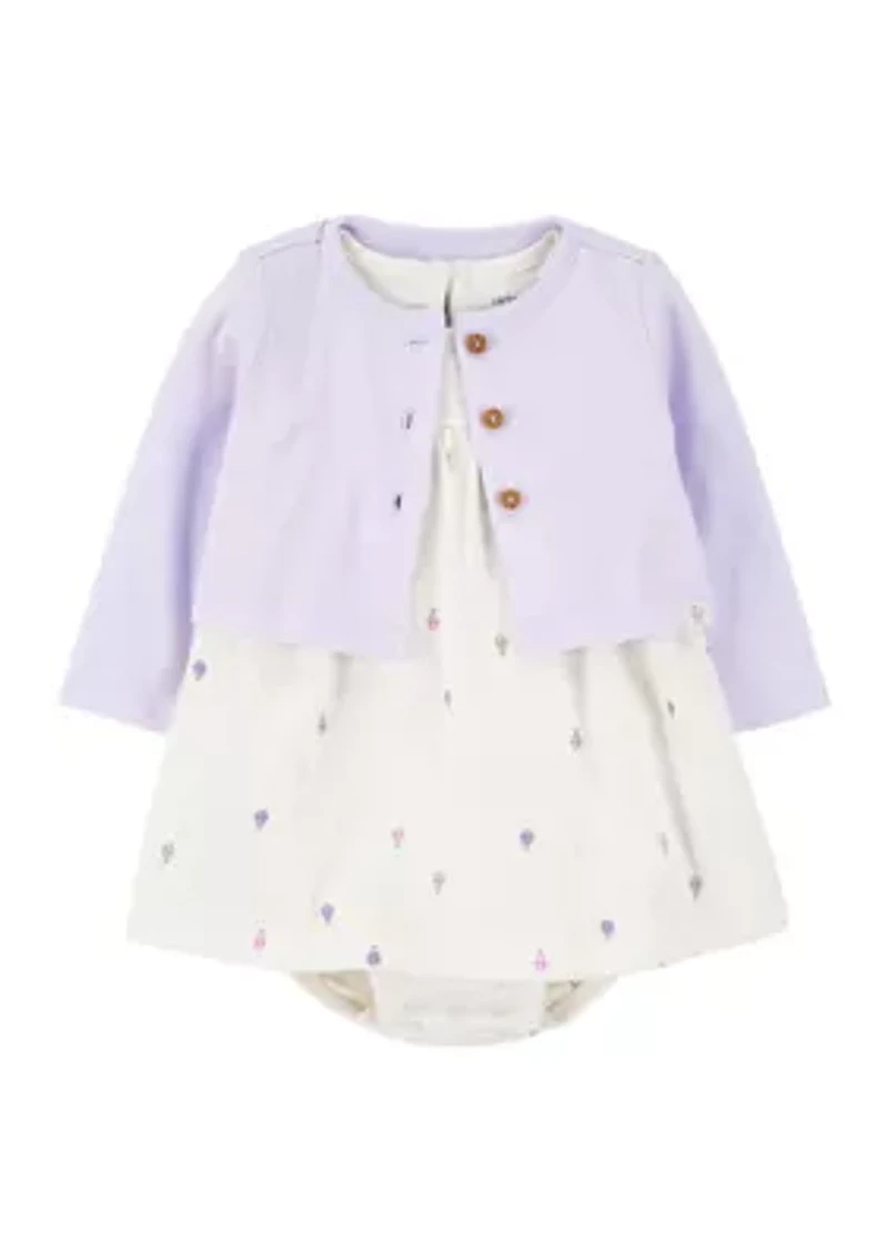 Baby Girls Dress and Cardigan Set