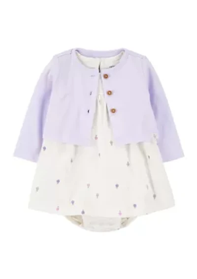 Baby Girls Dress and Cardigan Set