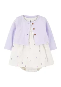 Baby Girls Dress and Cardigan Set
