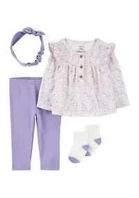 Baby Girls Printed 4-Piece Set