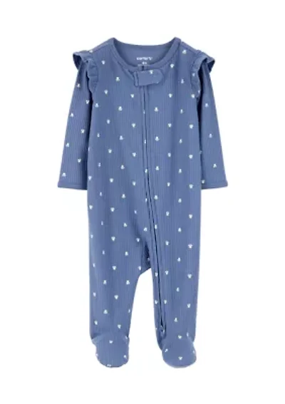 Baby Girls Printed Zip Up Jumpsuit