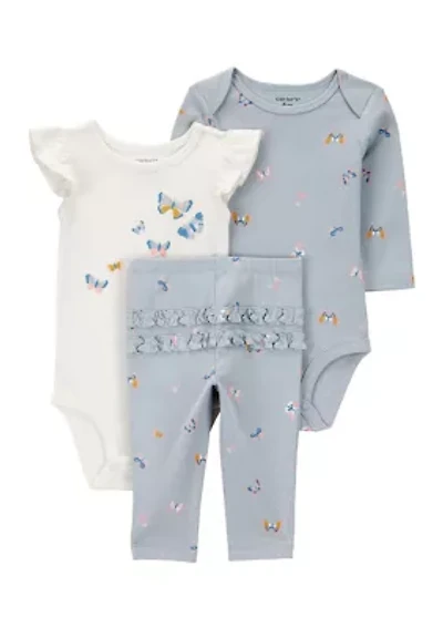 Baby Girls 3 Piece Bodysuit Set
