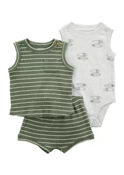 Baby Boys Three Piece Bodysuit Set
