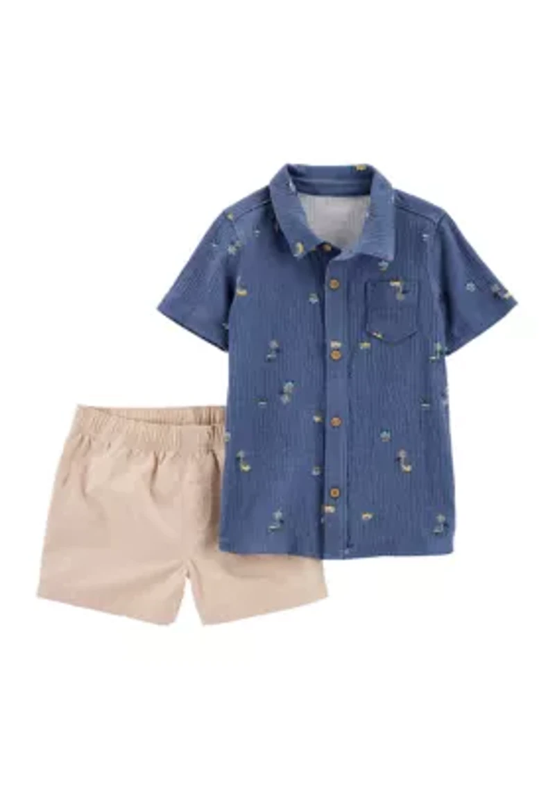 Baby Boys Printed Shirt and Shorts Set