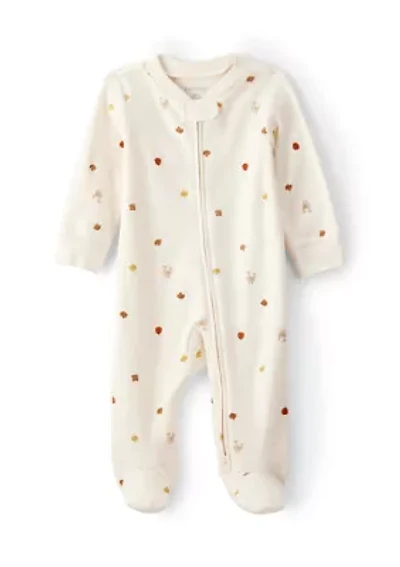 Baby Girls Pumpkin Printed Footie Pajamas