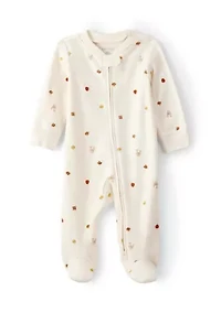 Baby Girls Pumpkin Printed Footie Pajamas