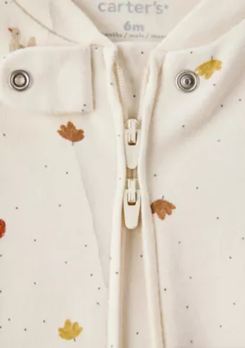 Baby Girls Pumpkin Printed Footie Pajamas