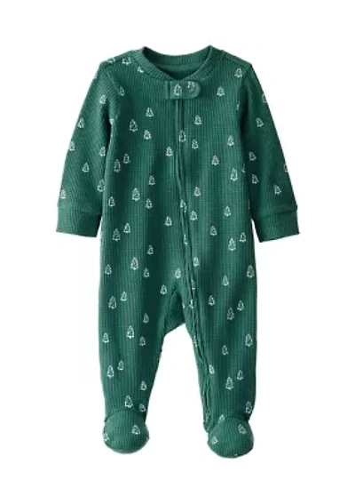 Baby Long Sleeve Christmas Tree Footed Bodysuit