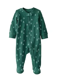 Baby Long Sleeve Christmas Tree Footed Bodysuit