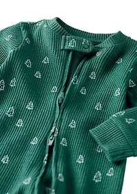 Baby Long Sleeve Christmas Tree Footed Bodysuit