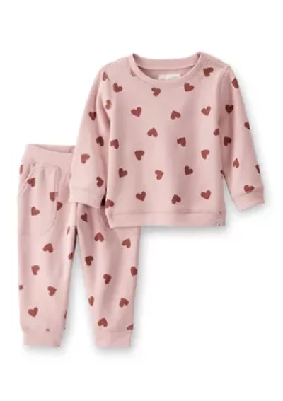 Baby Girls Heart Waffle Knit Set
