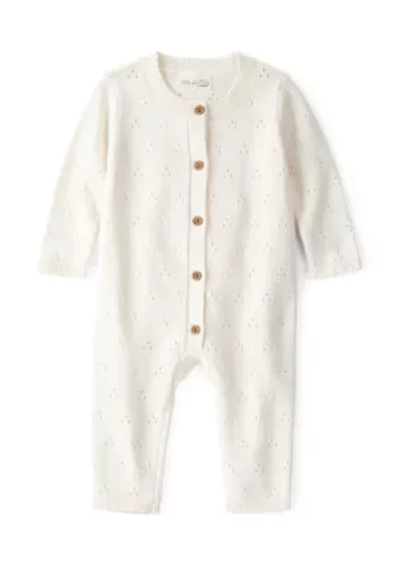 Baby Girls Sweater Knit Pointelle Jumpsuit