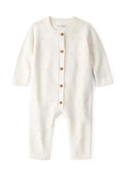 Baby Girls Sweater Knit Pointelle Jumpsuit