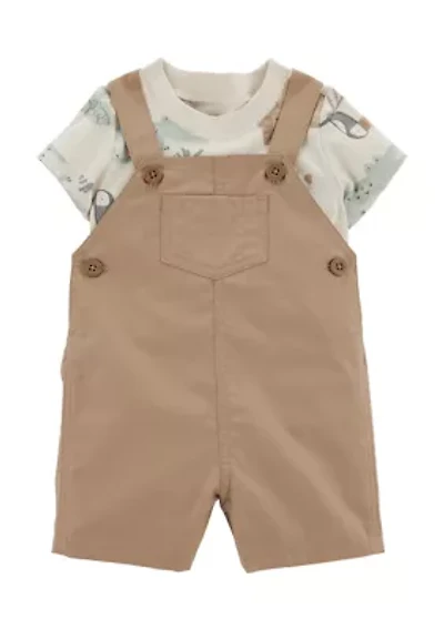 Baby Boys Shortall and Safari Printed T-Shirt Set