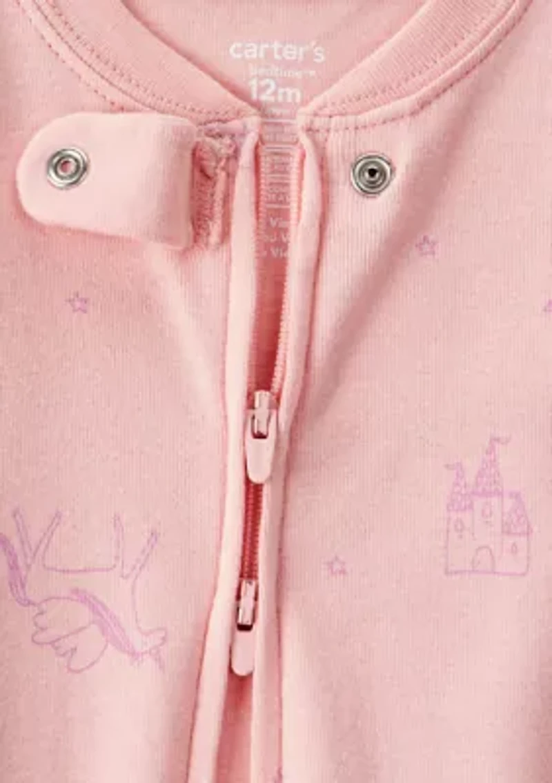 Baby Girls Fairy Star Printed Footie Pajamas Set