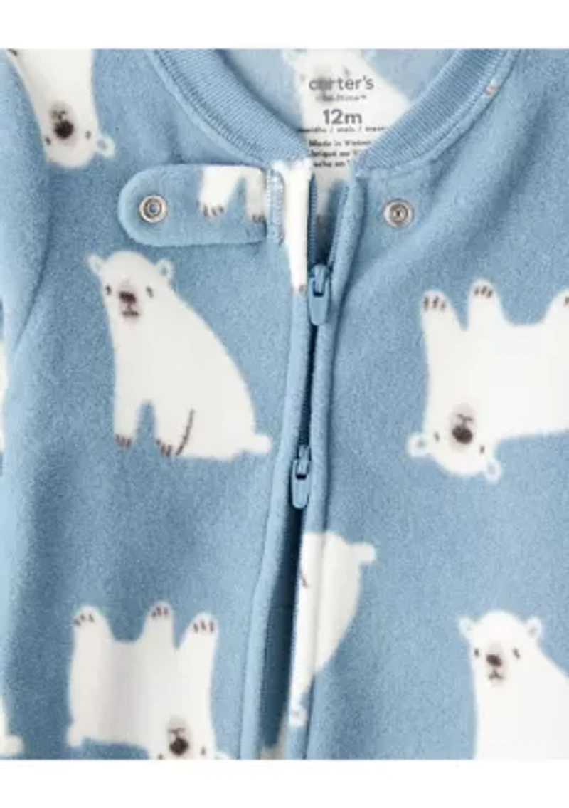 Baby Boys Printed Fleece Footie Pajamas