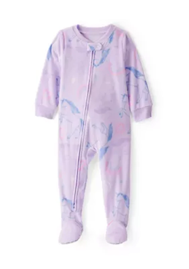 Baby Girls Printed Fleece Footie Pajamas