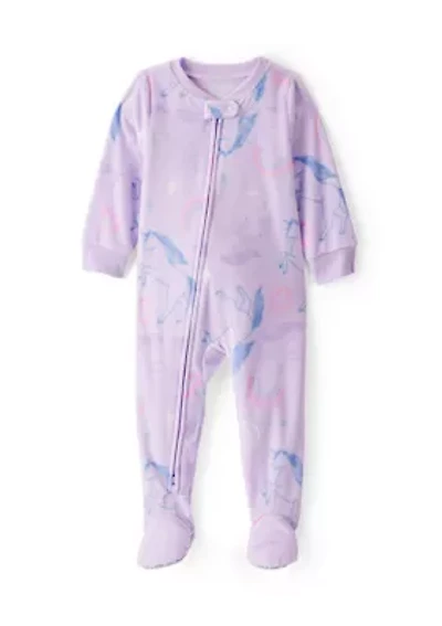 Baby Girls Printed Fleece Footie Pajamas
