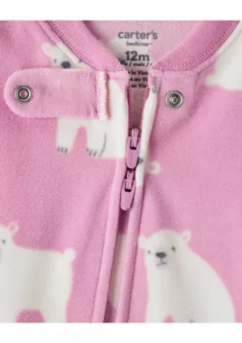 Baby Girls Printed Fleece Footie Pajamas
