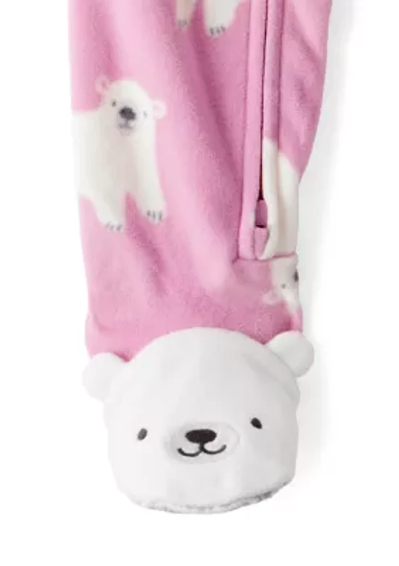 Baby Girls Printed Fleece Footie Pajamas