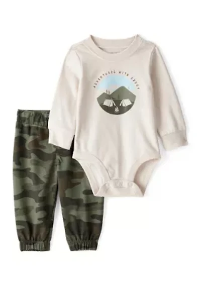 Baby Boys Graphic Bodysuit and Camo Pants Set