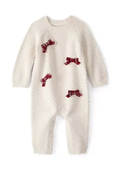 Baby Girls Bow Appliqué Footie Pajamas